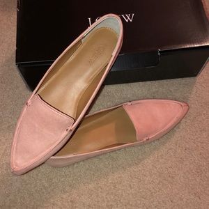 Pink point suede J CREW loafer